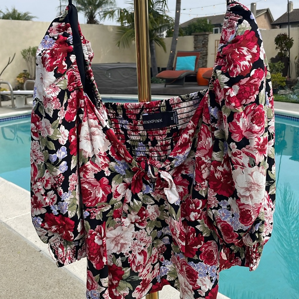Mink Pink colorful, floral crop top | Size XS